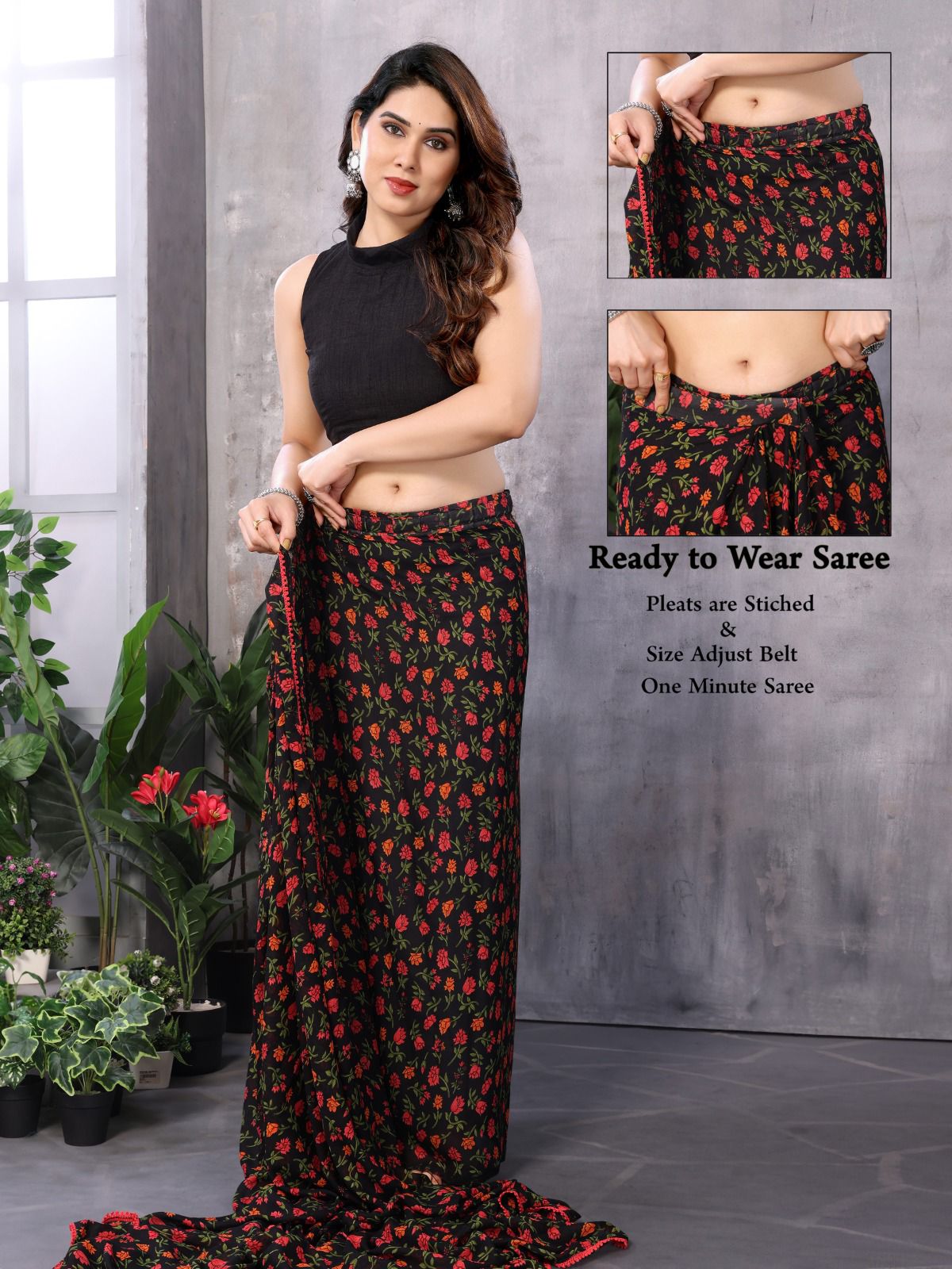 SF 737 Pure Soft Printed Georgette Readymade Sarees Wholesale Price In Surat
